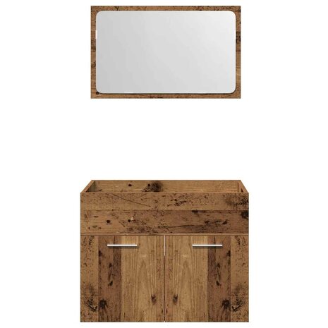 2-delige Badkamermeubelset bewerkt hout oud houtkleurig 6