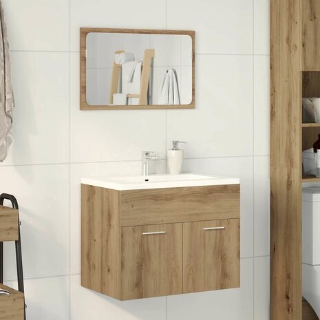 2-delige Badkamermeubelset bewerkt hout artisanaal eikenkleur 3
