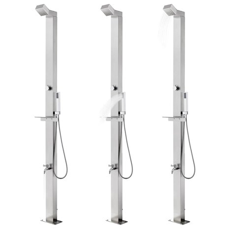 Buitendouche met grijze basis 225 cm roestvrij staal 2
