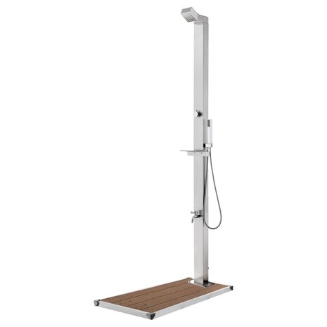 Buitendouche met bruine basis 225 cm roestvrij staal 1