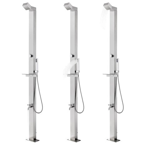 Buitendouche met grijze basis 225 cm roestvrij staal 2