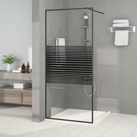 Inloopdouchewand 90x195 cm transparant ESG-glas zwart 1