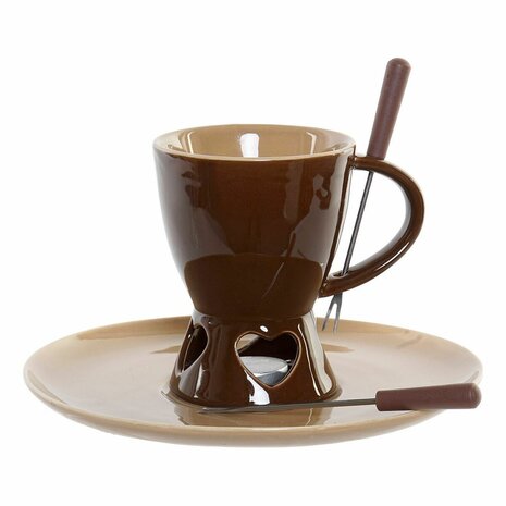 Chocolade Fondue DKD Home Decor Roestvrij staal Porselein 1