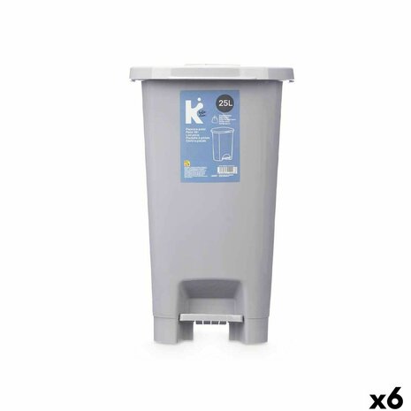 Pedaalemmer ABK-142 1 Grijs Plastic 25 L (6 Stuks) 1