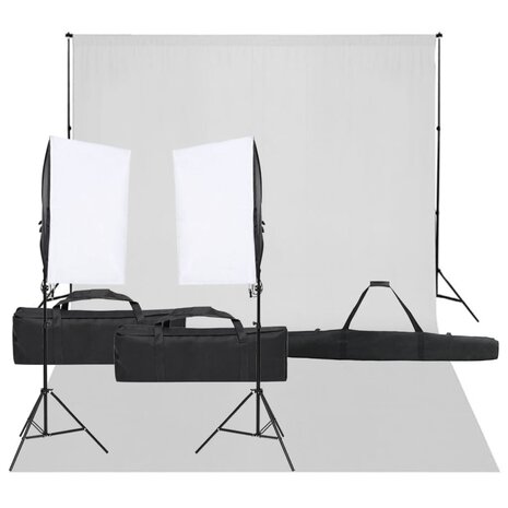 Fotostudioset met verlichtingsset en achtergrond 1