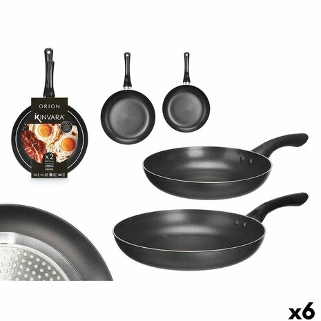 Pannenset Kinvara 3 Zwart Aluminium Bakeliet 22,5 X 4,3 cm 26,4 x 4,7 cm (6 Stuks) 1