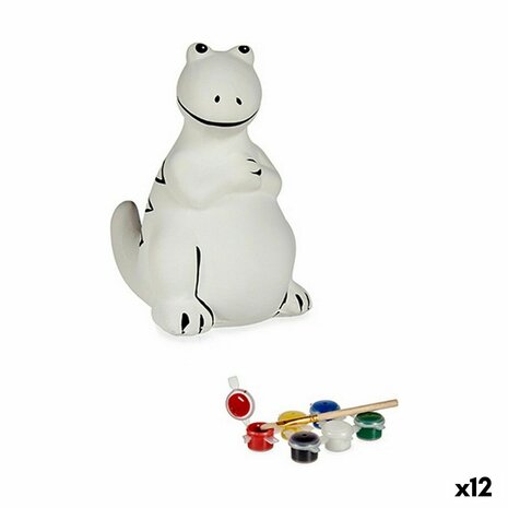 Spaarpot die je kunt verven Dinosaurus 8,5 x 13,2 x 11 cm Keramisch (12 Stuks) 1