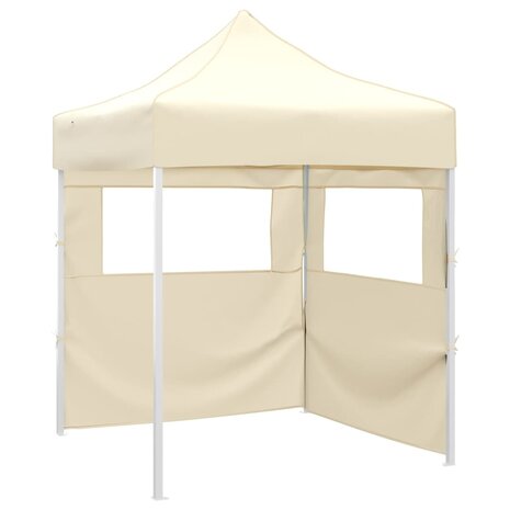 Partytent met 2 zijwanden inklapbaar 2x2 m staal crème 1