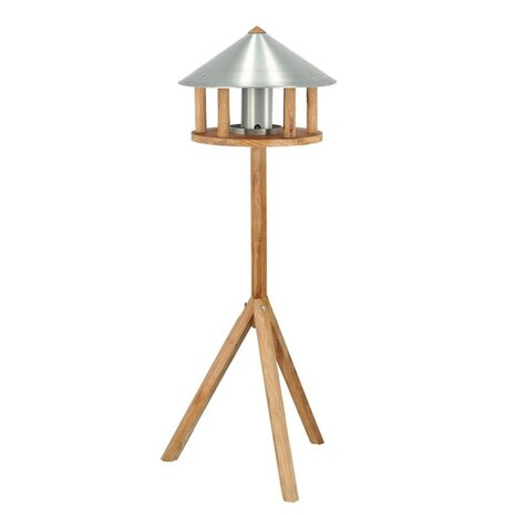 Esschert Design Vogelvoederhuisje met silo en rond dak zink 1