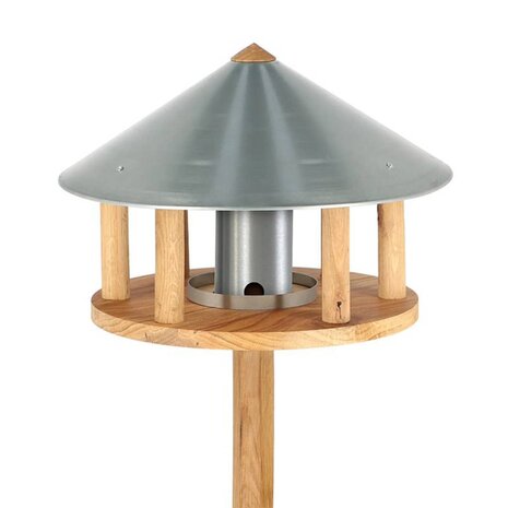 Esschert Design Vogelvoederhuisje met silo en rond dak zink 2