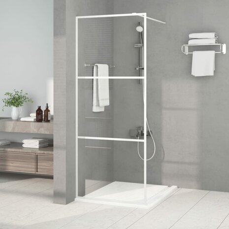 Inloopdouchewand 80x195 cm transparant ESG-glas wit 1