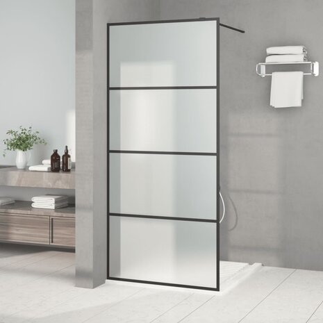 Inloopdouchewand 90x195 cm mat ESG-glas zwart 1
