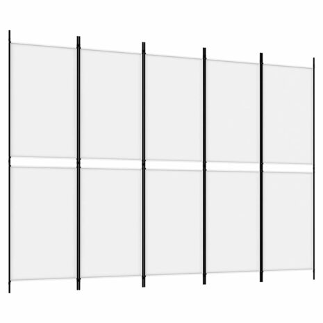 Kamerscherm met 5 panelen 250x180 cm stof wit 2