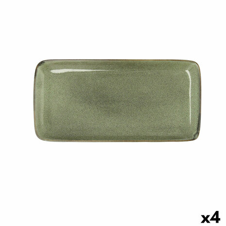 Serveerschaal Bidasoa Ikonic Groen Keramisch 28 x 14 cm (Pack 4x) 2
