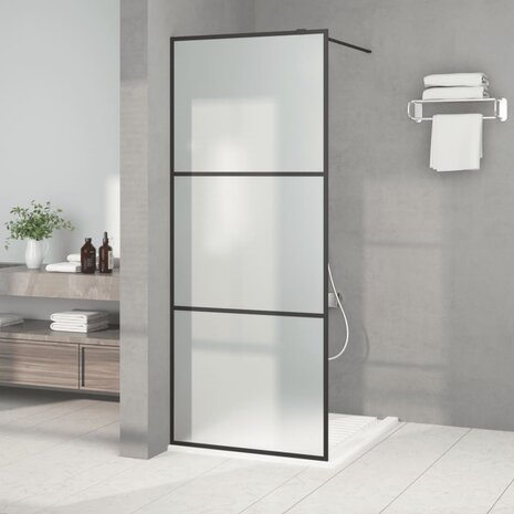Inloopdouchewand 80x195 cm mat ESG-glas zwart 1