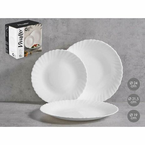 Serviesset Vivalto F-LXP95-75-F-LSP85 Wit Opaal glas (2 Stuks) 3