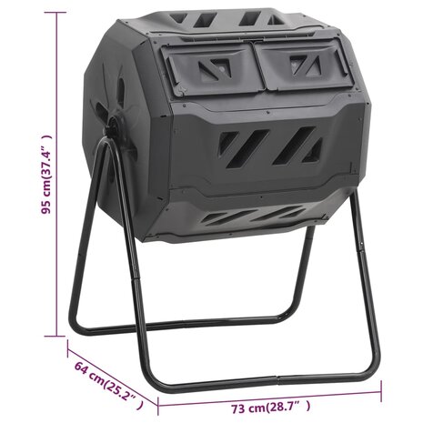 Compostbak 160 L 73x64x95 zwart 7