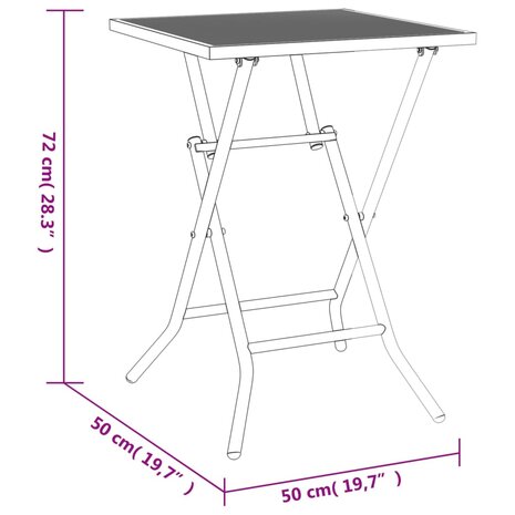 Tuintafel inklapbaar 50x50x72 cm staalgaas antracietkleurig 9