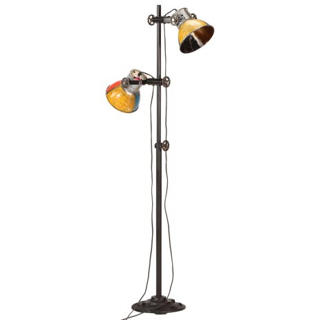 Vloerlamp met 2 lampenkappen E27 meerkleurig 2