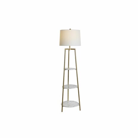 Vloerlamp DKD Home Decor Gouden Metaal Polyester Wit 50 W Hout MDF (41 x 41 x 156 cm) 1
