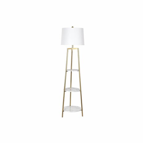 Vloerlamp DKD Home Decor Gouden Metaal Polyester Wit 50 W Hout MDF (41 x 41 x 156 cm) 6