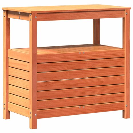Oppottafel met schappen 82,5x45x81 cm massief grenenhout bruin 7