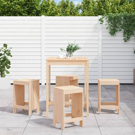 5-delige Barset massief grenenhout 1