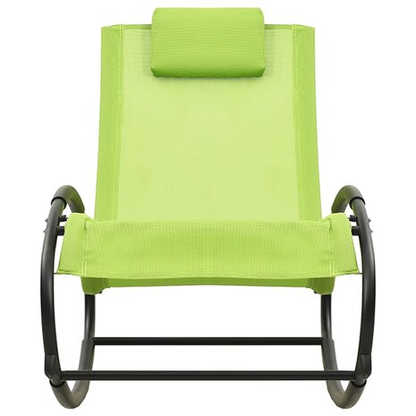 Ligstoel met kussen staal en textileen groen 3