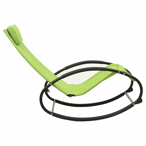 Ligstoel met kussen staal en textileen groen 4