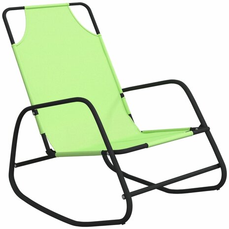 Ligstoel schommelend staal en textileen groen 2