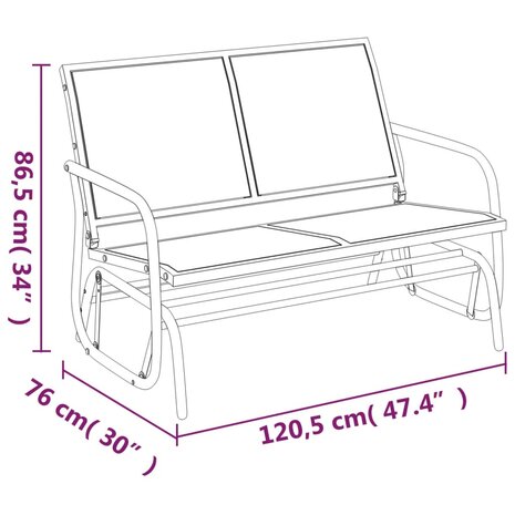 Schuifbank tuin 120,5x76x86,5 cm textielfolie en staal bruin 7
