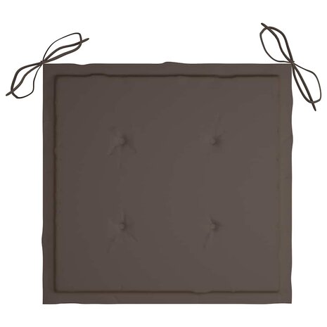 Schommelstoel met taupe kussen massief teakhout 6