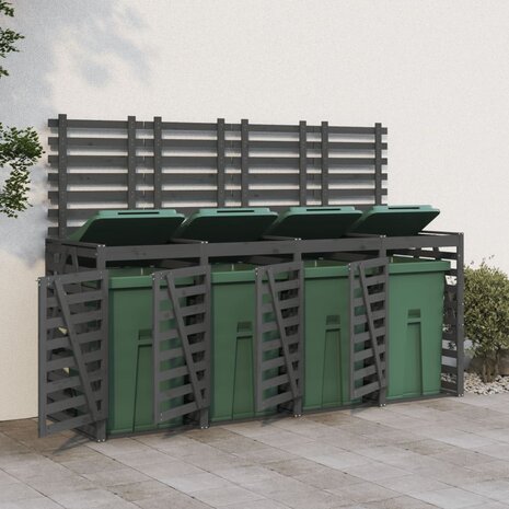 Containerberging viervoudig massief grenenhout grijs 1