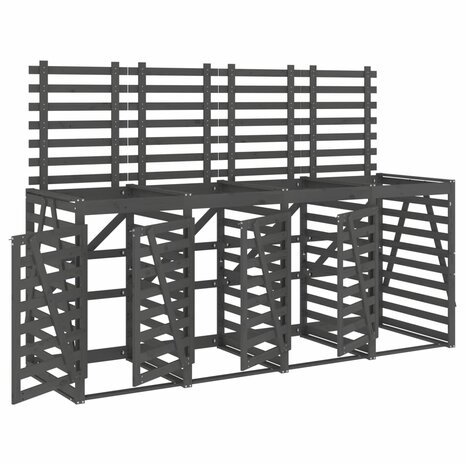 Containerberging viervoudig massief grenenhout grijs 2