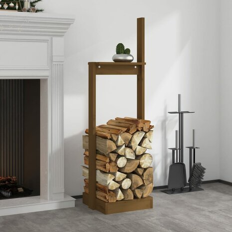 Houtblokhouder 33,5x30x110 cm massief grenenhout honingbruin 1