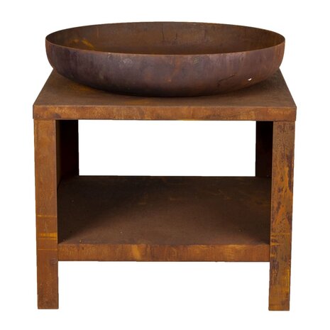 Esschert Design Vuurschaal met houtopslag 62 cm roestkleurig 2