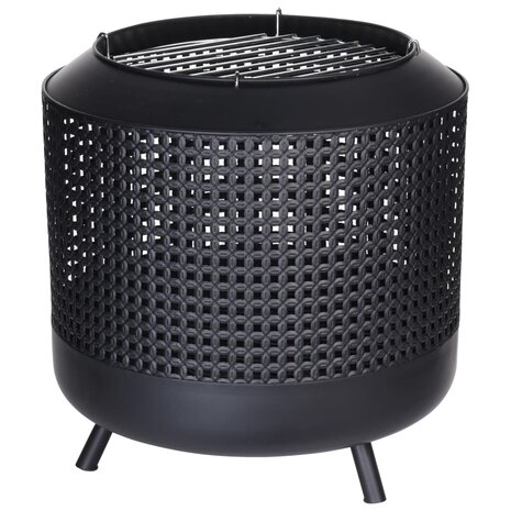 ProGarden Vuurkorf met barbecuerooster 50x51 cm zwart 1