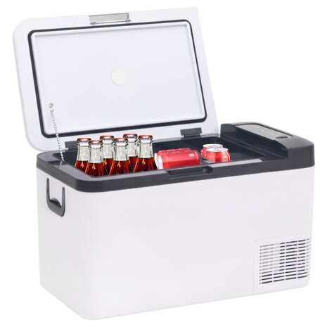 Koelbox met handvat en adapter 18 L PP & PE zwart en wit 2