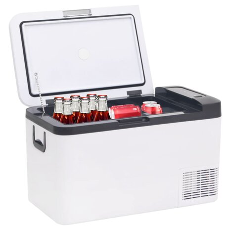 Koelbox met handvat en adapter 25 L PP & PE zwart en wit 2