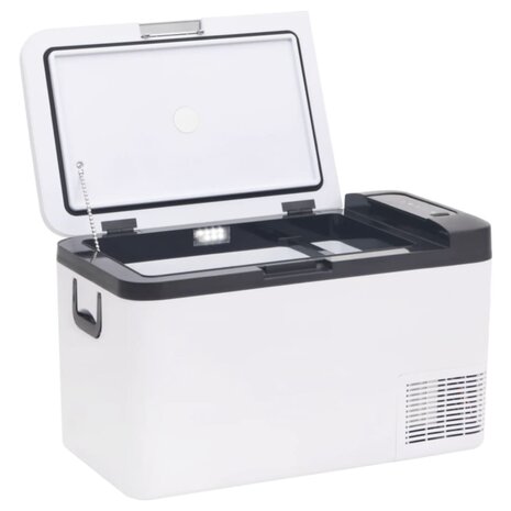 Koelbox met handvat en adapter 25 L PP & PE zwart en wit 3