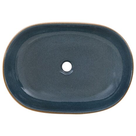 Opzetwasbak ovaal 59x40x14 cm keramiek zandkleurig en blauw 6