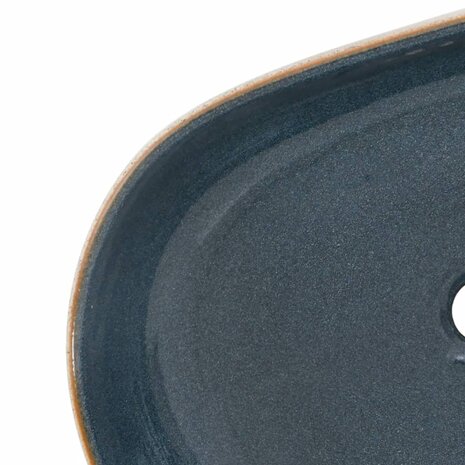 Opzetwasbak ovaal 59x40x14 cm keramiek zandkleurig en blauw 7