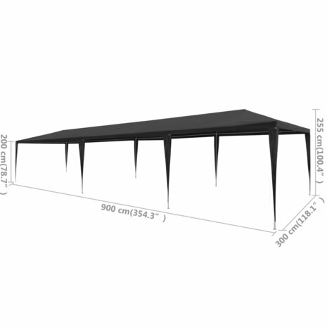 Partytent 3x9 m PE antraciet 6