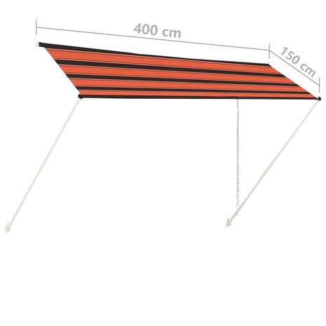Luifel uittrekbaar 400x150 cm oranje en bruin 7