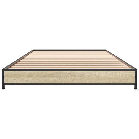 Bedframe bewerkt hout en metaal sonoma eikenkleurig 100x200 cm 4