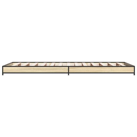 Bedframe bewerkt hout en metaal sonoma eikenkleurig 100x200 cm 5