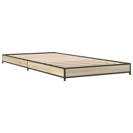 Bedframe bewerkt hout en metaal sonoma eikenkleurig 100x200 cm 6
