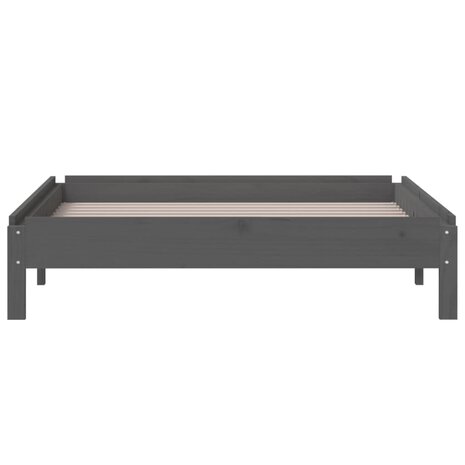 Bed stapelbaar 75x190 cm massief grenenhout grijs 8