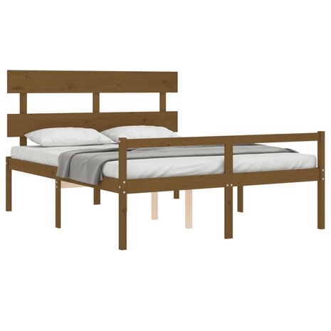 Seniorenbed met hoofdbord massief hout honingbruin 4