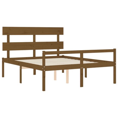 Seniorenbed met hoofdbord massief hout honingbruin 5